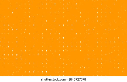 Seamless background pattern of evenly spaced white golf symbols of different sizes and opacity. Vector illustration on orange background with stars