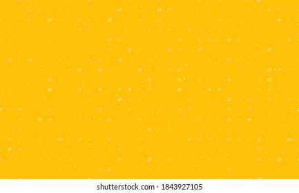 Seamless background pattern of evenly spaced white rugby symbols of different sizes and opacity. Vector illustration on amber background with stars