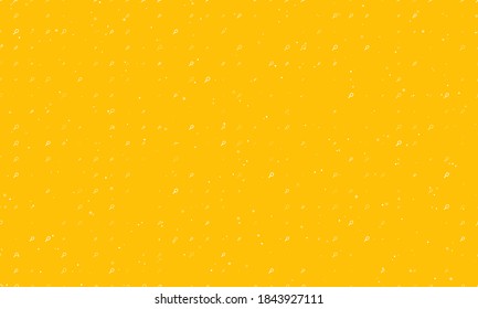 Seamless background pattern of evenly spaced white tennis symbols of different sizes and opacity. Vector illustration on amber background with stars