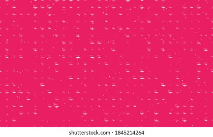 Seamless background pattern of evenly spaced white notebook symbols of different sizes and opacity. Vector illustration on pink background with stars