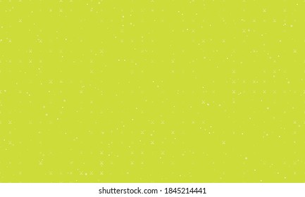 Seamless background pattern of evenly spaced white hockey symbols of different sizes and opacity. Vector illustration on lime background with stars