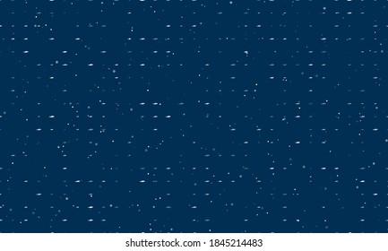 Seamless background pattern of evenly spaced white dolphin symbols of different sizes and opacity. Vector illustration on dark blue background with stars