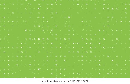Seamless background pattern of evenly spaced white virus bounces off the shield symbols of different sizes and opacity. Vector illustration on light green background with stars