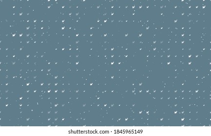 Seamless background pattern of evenly spaced white cupid arrow symbols of different sizes and opacity. Vector illustration on blue grey background with stars