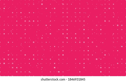 Seamless background pattern of evenly spaced white christmas fireplace symbols of different sizes and opacity. Vector illustration on pink background with stars