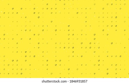 Seamless background pattern of evenly spaced black distance learning symbols of different sizes and opacity. Vector illustration on yellow background with stars