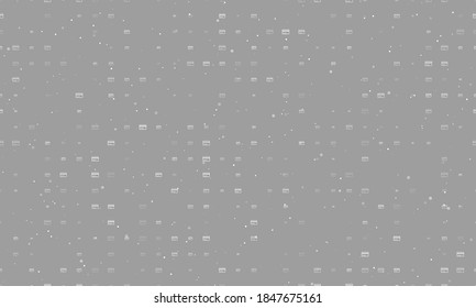 Seamless background pattern of evenly spaced white credit card symbols of different sizes and opacity. Vector illustration on grey background with stars