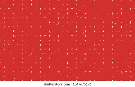 Seamless background pattern of evenly spaced white lamp symbols of different sizes and opacity. Vector illustration on red background with stars