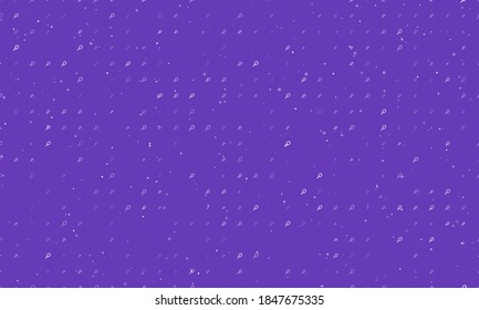 Seamless background pattern of evenly spaced white tennis symbols of different sizes and opacity. Vector illustration on deep purple background with stars
