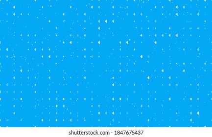 Seamless background pattern of evenly spaced white speaker symbols of different sizes and opacity. Vector illustration on light blue background with stars