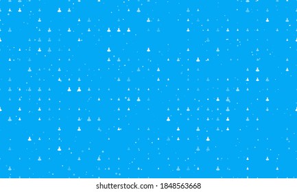 Seamless background pattern of evenly spaced white flared dress symbols of different sizes and opacity. Vector illustration on light blue background with stars