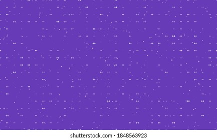 Seamless background pattern of evenly spaced white dumbbell symbols of different sizes and opacity. Vector illustration on deep purple background with stars