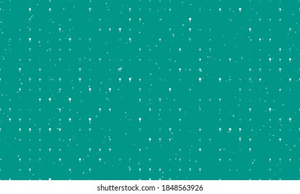 Seamless background pattern of evenly spaced white golf symbols of different sizes and opacity. Vector illustration on teal background with stars