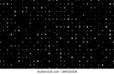 Seamless background pattern of evenly spaced white gas station symbols of different sizes and opacity. Vector illustration on black background with stars