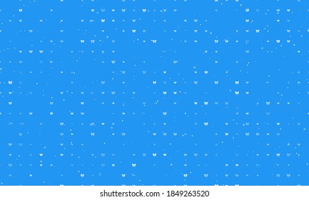 Seamless background pattern of evenly spaced white bow symbols of different sizes and opacity. Vector illustration on blue background with stars