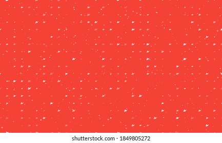 Seamless background pattern of evenly spaced white dove of peace symbols of different sizes and opacity. Vector illustration on red background with stars