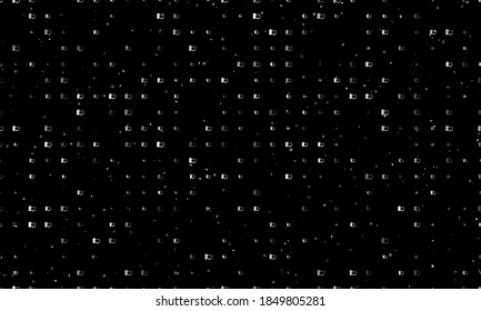 Seamless background pattern of evenly spaced white desktop symbols of different sizes and opacity. Vector illustration on black background with stars