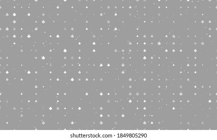Seamless background pattern of evenly spaced white clubs of different sizes and opacity. Vector illustration on grey background with stars