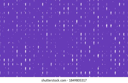 Seamless background pattern of evenly spaced white burkini symbols of different sizes and opacity. Vector illustration on deep purple background with stars