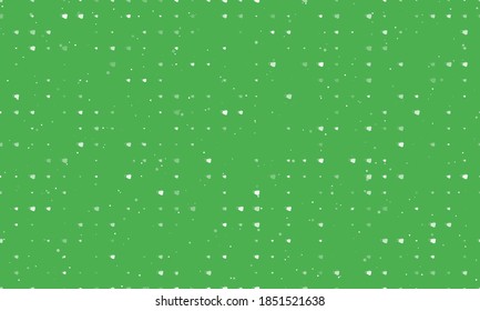 Seamless background pattern of evenly spaced white mask symbols of different sizes and opacity. Vector illustration on green background with stars