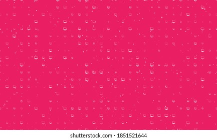 Seamless background pattern of evenly spaced white monoblock symbols of different sizes and opacity. Vector illustration on pink background with stars