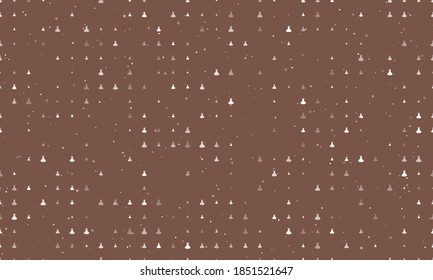 Seamless background pattern of evenly spaced white flared dress symbols of different sizes and opacity. Vector illustration on brown background with stars