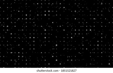 Seamless background pattern of evenly spaced white christmas fireplace symbols of different sizes and opacity. Vector illustration on black background with stars