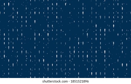 Seamless background pattern of evenly spaced white torch symbols of different sizes and opacity. Vector illustration on dark blue background with stars