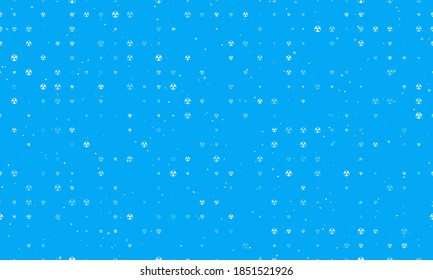 Patrón de fondo sin foco de símbolos de radiación blanca uniformemente espaciados de diferentes tamaños y opacidad. Ilustración vectorial sobre fondo azul claro con estrellas