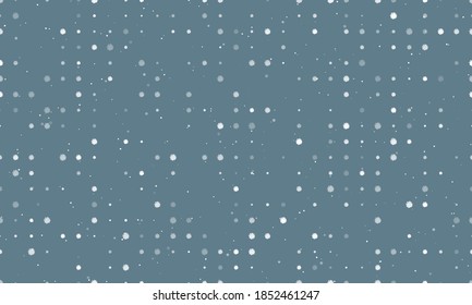 Seamless background pattern of evenly spaced white chamomile flowers of different sizes and opacity. Vector illustration on blue grey background with stars
