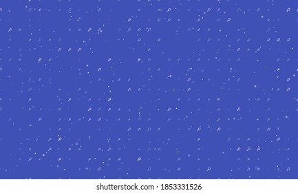 Seamless background pattern of evenly spaced white tennis symbols of different sizes and opacity. Vector illustration on indigo background with stars