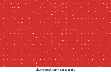 Seamless background pattern of evenly spaced white dove of peace symbols of different sizes and opacity. Vector illustration on red background with stars