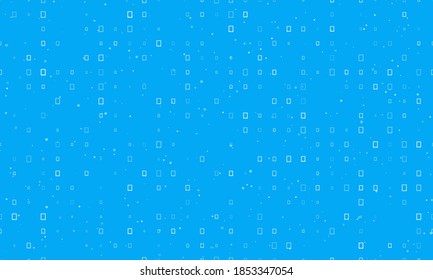 Seamless background pattern of evenly spaced white tablet symbols of different sizes and opacity. Vector illustration on light blue background with stars