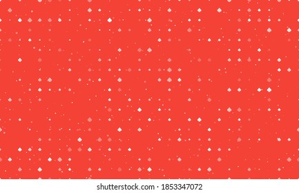 Seamless background pattern of evenly spaced white spades of different sizes and opacity. Vector illustration on red background with stars