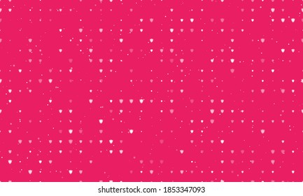 Seamless background pattern of evenly spaced white shield symbols of different sizes and opacity. Vector illustration on pink background with stars