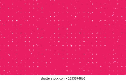 Seamless background pattern of evenly spaced white caduceus symbols of different sizes and opacity. Vector illustration on pink background with stars