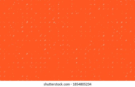 Seamless background pattern of evenly spaced white tennis symbols of different sizes and opacity. Vector illustration on deep orange background with stars