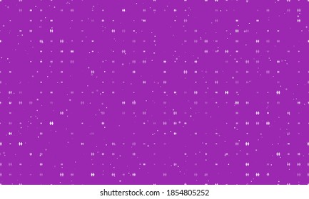 Seamless background pattern of evenly spaced white woman with woman symbols of different sizes and opacity. Vector illustration on purple background with stars