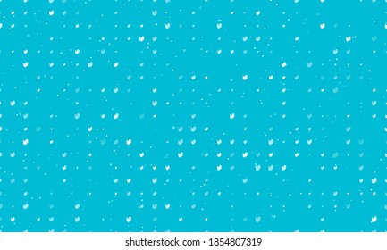 Seamless background pattern of evenly spaced white hands of different sizes and opacity. Vector illustration on cyan background with stars