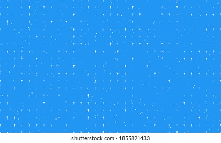 Seamless background pattern of evenly spaced white golf symbols of different sizes and opacity. Vector illustration on blue background with stars