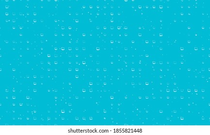 Seamless background pattern of evenly spaced white monoblock symbols of different sizes and opacity. Vector illustration on cyan background with stars