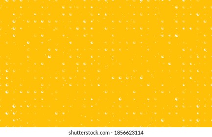 Seamless background pattern of evenly spaced white yin yang symbols of different sizes and opacity. Vector illustration on amber background with stars