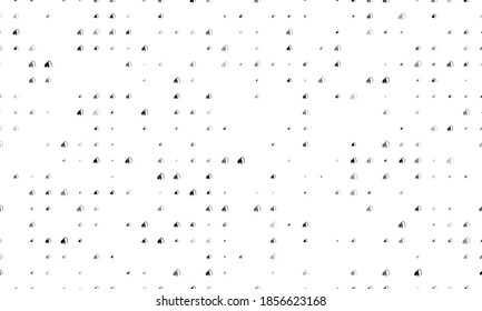 Seamless background pattern of evenly spaced black snowdrops of different sizes and opacity. Vector illustration on white background