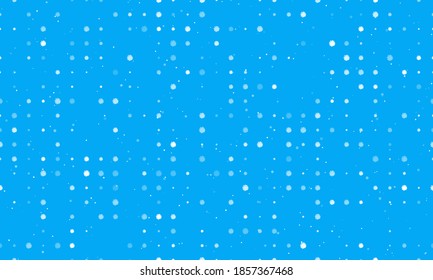 Seamless background pattern of evenly spaced white chamomile flowers of different sizes and opacity. Vector illustration on light blue background with stars