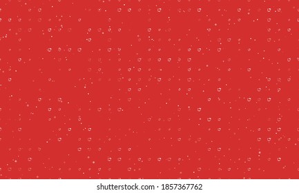 Seamless background pattern of evenly spaced white distance learning symbols of different sizes and opacity. Vector illustration on red background with stars