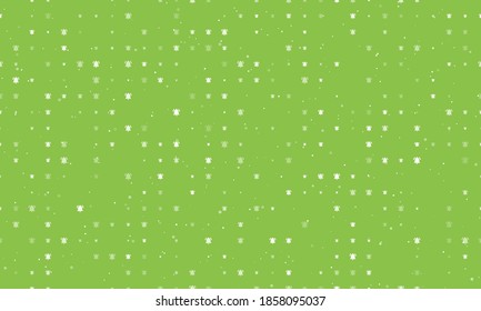 Seamless background pattern of evenly spaced white bell symbols of different sizes and opacity. Vector illustration on light green background with stars