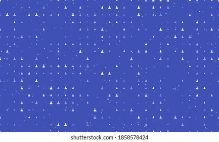 Seamless background pattern of evenly spaced white flared dress symbols of different sizes and opacity. Vector illustration on indigo background with stars