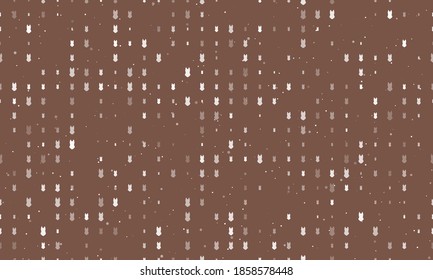 Seamless background pattern of evenly spaced white one-piece swimsuit symbols of different sizes and opacity. Vector illustration on brown background with stars