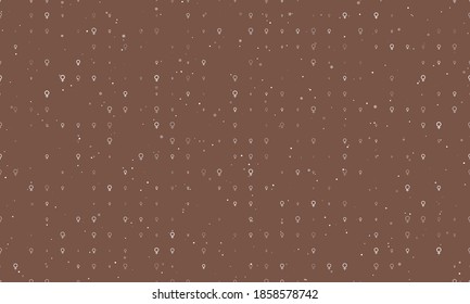 Seamless background pattern of evenly spaced white venus symbols of different sizes and opacity. Vector illustration on brown background with stars