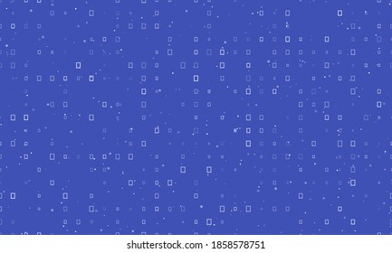 Seamless background pattern of evenly spaced white tablet symbols of different sizes and opacity. Vector illustration on indigo background with stars